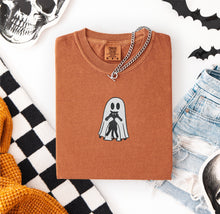 Cute Ghost Holding Cat Embroidered T-shirt