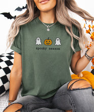 Spooky Season Ghost and Pumpkin Embroidered T-shirt