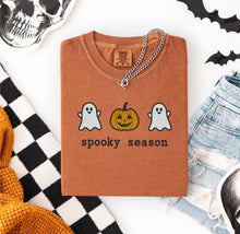 Spooky Season Ghost and Pumpkin Embroidered T-shirt