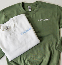 Custom Embroidered Roman Numeral Date Sweatshirt