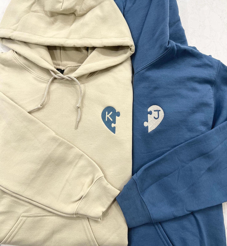 Puzzle Piece Heart Couples Hoodies