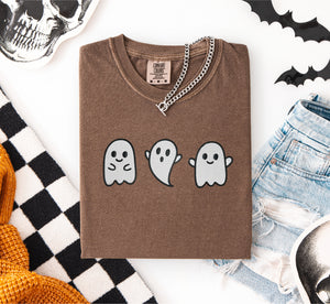3 Cute Ghosts Embroidered T-shirt