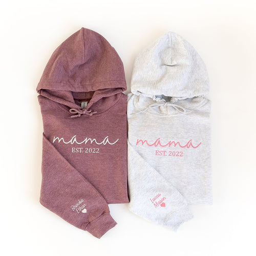 Mama Hoodie - Custom Embroidered Name. Mama, Grandma, etc.