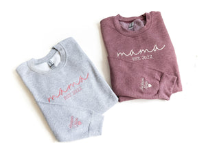 Custom Embroidered Mama Crewneck Sweatshirt