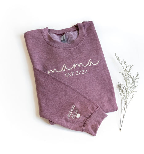 Custom Embroidered Mama Crewneck Sweatshirt