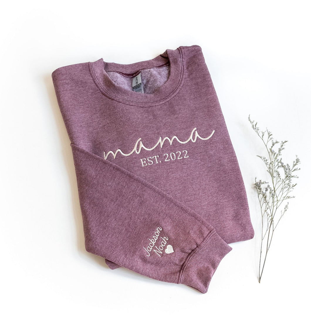 Custom Embroidered Mama Crewneck Sweatshirt