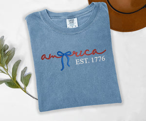 4th Of July America Embroidered Tee