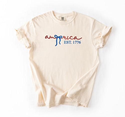 4th Of July America Embroidered Tee