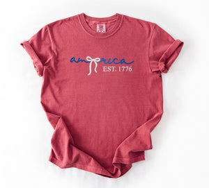 4th Of July America Embroidered Tee