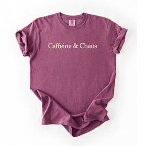 Caffeine and Chaos Embroidered T-Shirt