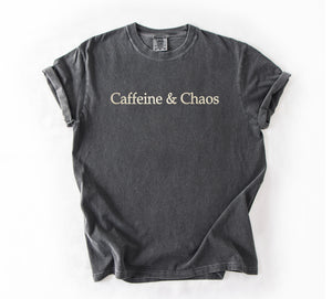 Caffeine and Chaos Embroidered T-Shirt