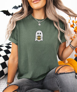 Coffee Ghost Embroidered T-shirt