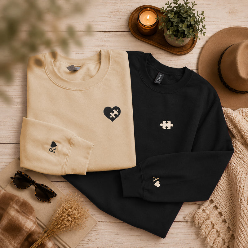 Couples Sweatshirt - Heart and Puzzle Piece