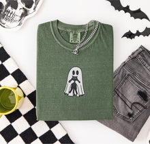 Cute Ghost Holding Cat Embroidered T-shirt