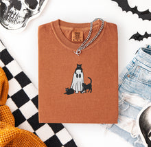 Ghost with Cats Embroidered T-shirt
