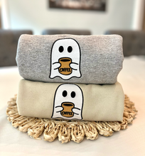 Cute Ghost with Coffee Halloween Sweatshirt