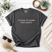 I'm Here. I'm Awake. Don't Push It. Embroidered T-shirt