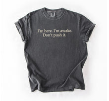 I'm Here. I'm Awake. Don't Push It. Embroidered T-shirt