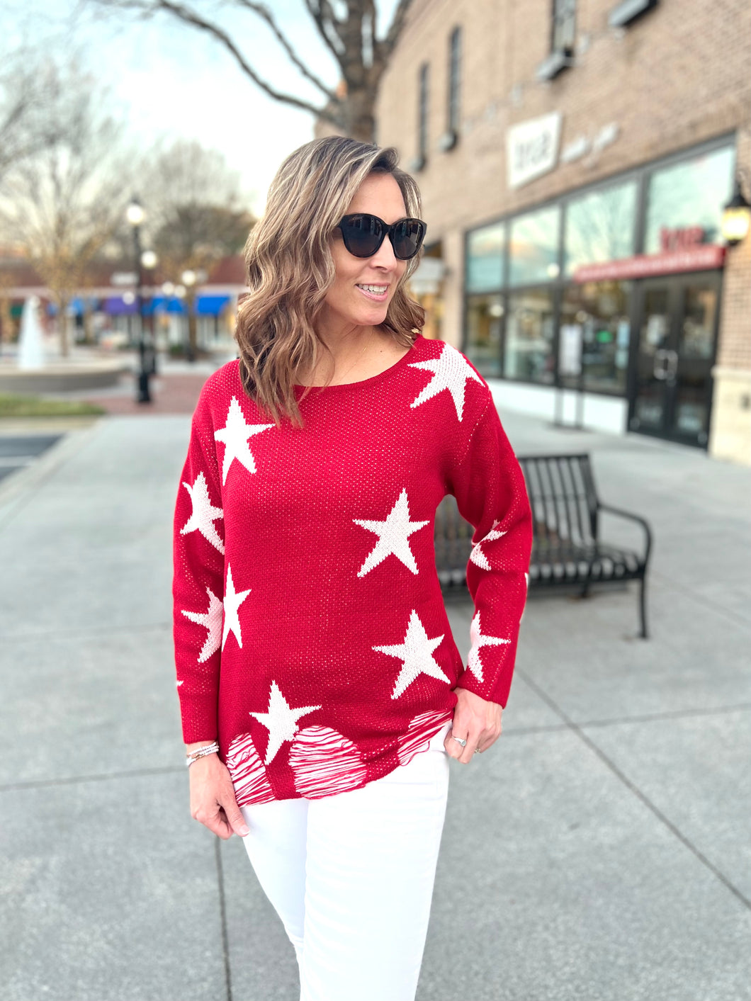 Ruby Star Distressed Sweater