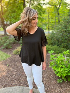 Nora Dot Sleeve V-Neck - FINAL SALE